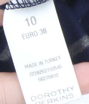 Dorothy Perkins Womens Blue Striped Shift Dress Size 10 3/4 Sleeve Casual