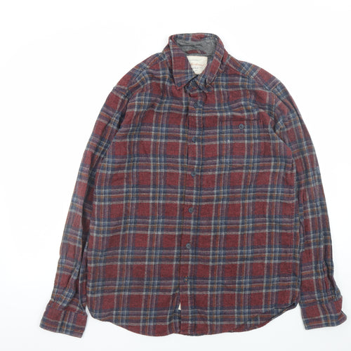 Weatherproof Vintage Men's Red Plaid Flannel Button-Up Shirt Size L