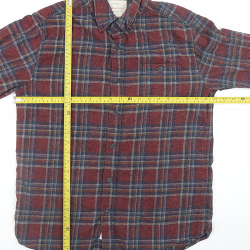 Weatherproof Vintage Men's Red Plaid Flannel Button-Up Shirt Size L