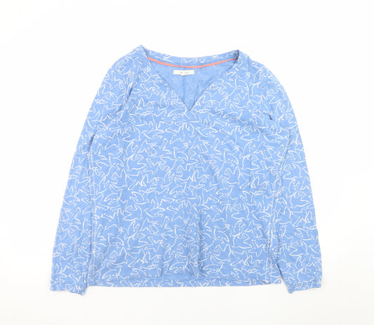 White Stuff Women's Blue Cotton Tunic Blouse UK 14 Long Sleeve