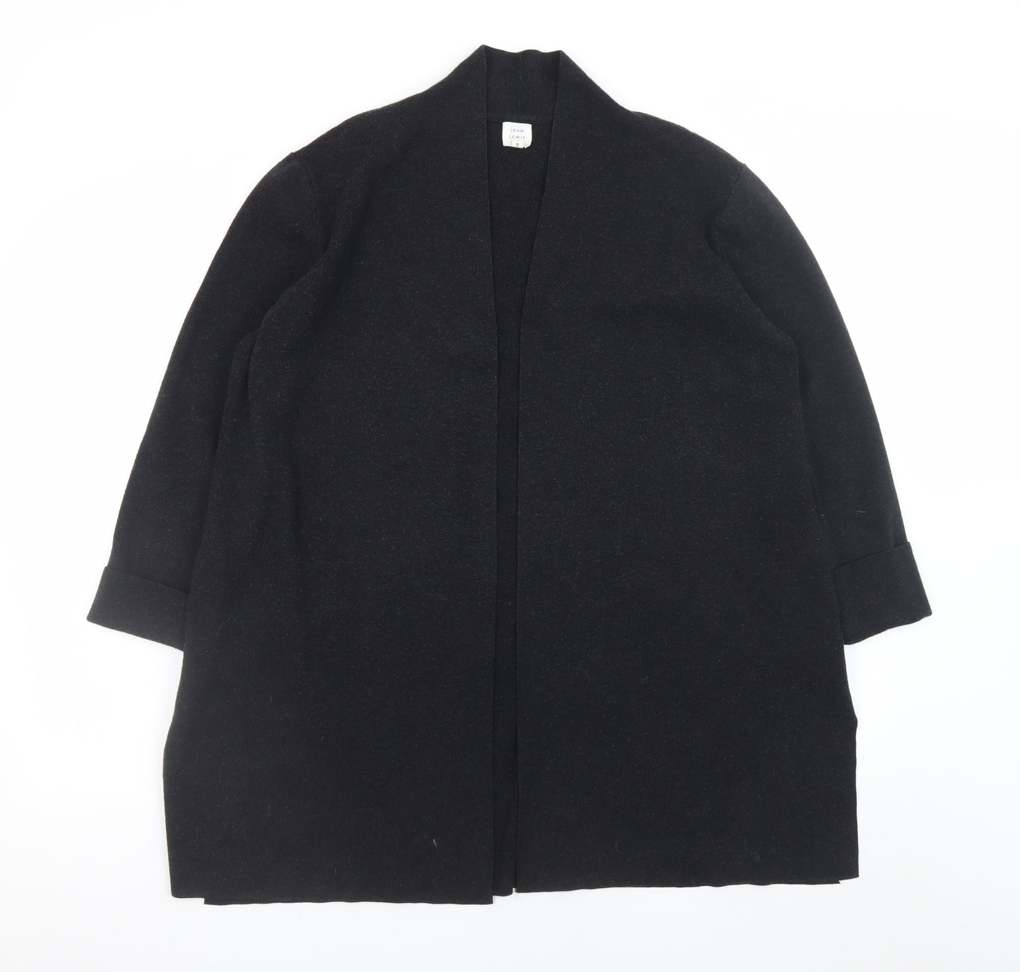 John Lewis Women’s Black Wool Blend Longline Cardigan Size 16
