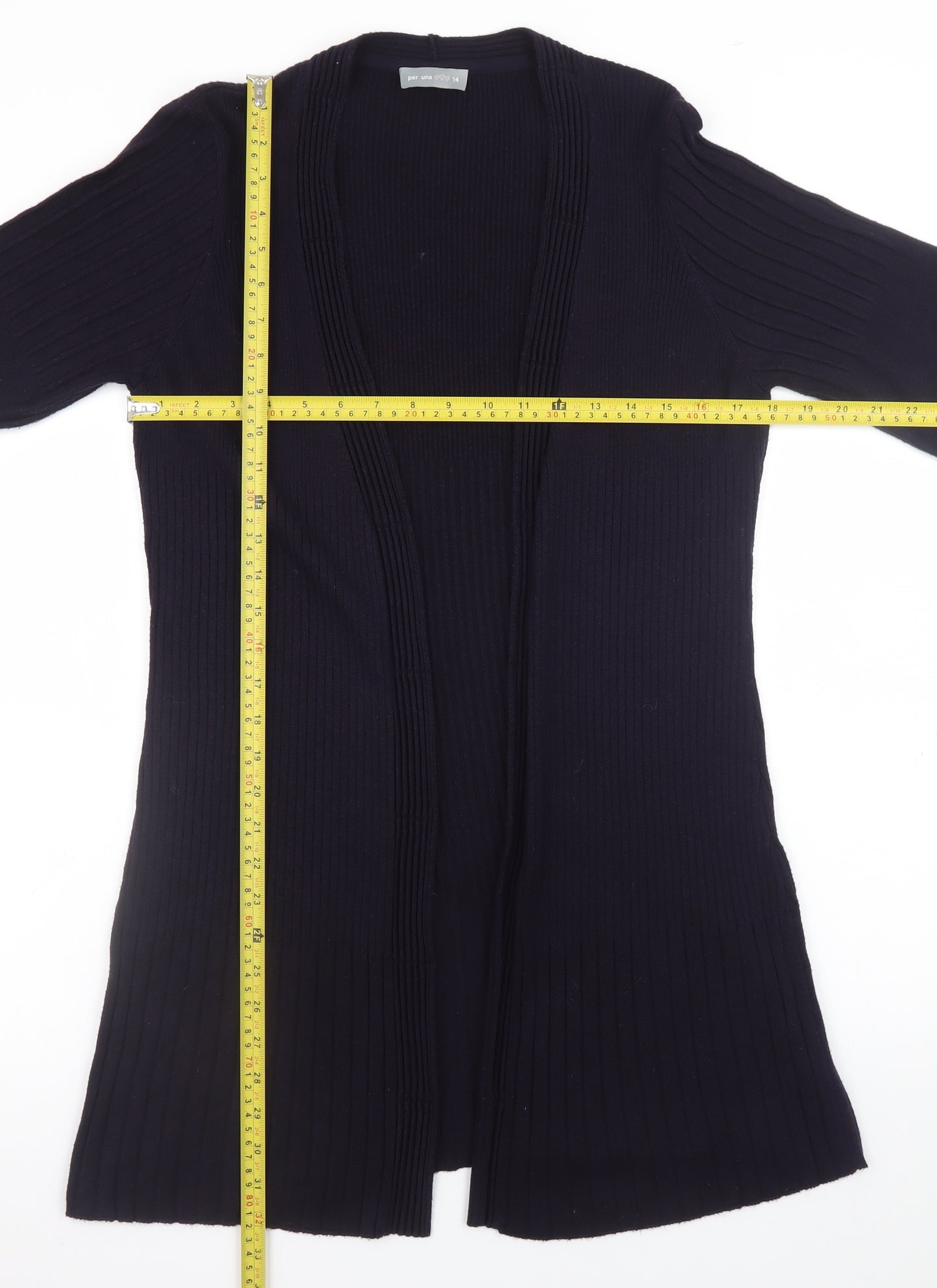 Marks and Spencer Per Una Women Black Size 14 Open Front Long Sleeve Cardigan
