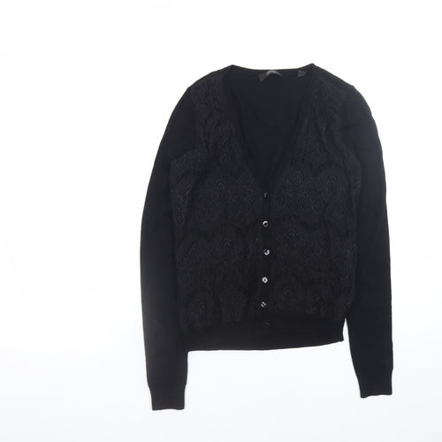 Esprit Women's Black Viscose Knit V-Neck Button Cardigan XS