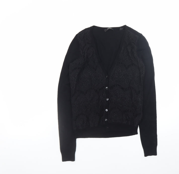 Esprit Women's Black Viscose Knit V-Neck Button Cardigan XS