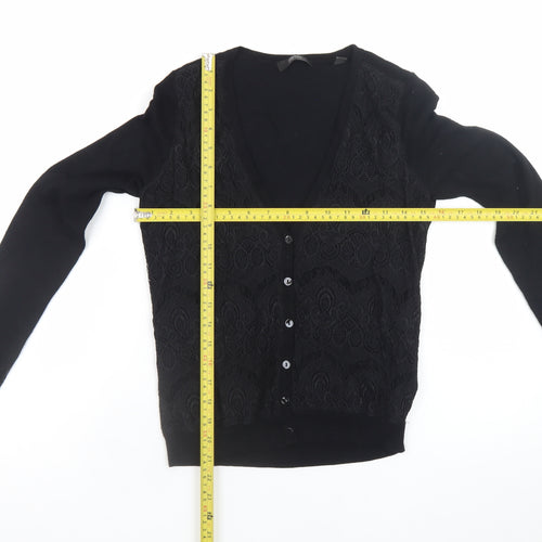 Esprit Women's Black Viscose Knit V-Neck Button Cardigan XS