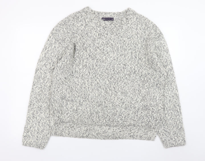 Marks and Spencer Mens Grey Chunky Knit Crew Neck Pullover Jumper Size L