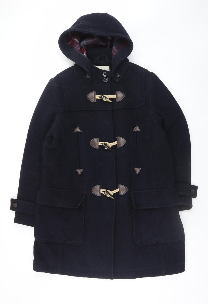 Marks and Spencer Women's Black Wool Blend Hooded Duffle Coat UK 14