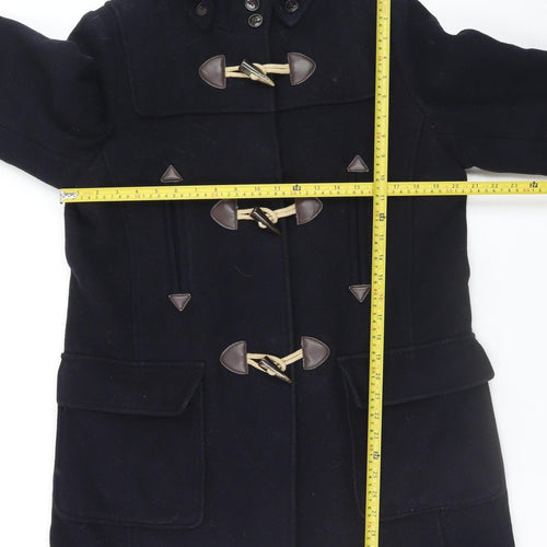 Marks and Spencer Women's Black Wool Blend Hooded Duffle Coat UK 14