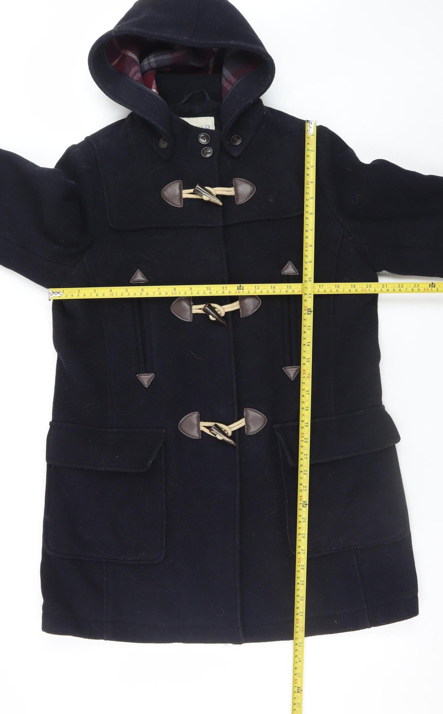 Marks and Spencer Women's Black Wool Blend Hooded Duffle Coat UK 14