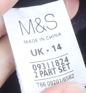 Marks and Spencer Women's Black Wool Blend Hooded Duffle Coat UK 14