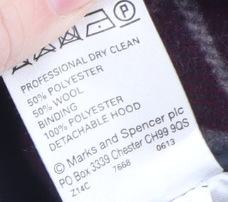 Marks and Spencer Women's Black Wool Blend Hooded Duffle Coat UK 14