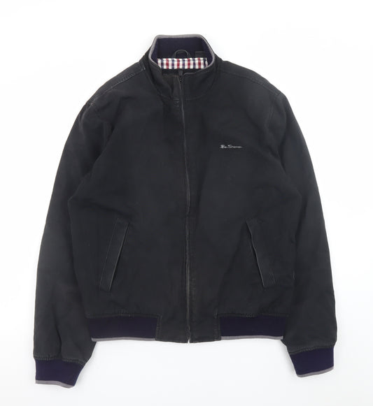 Ben Sherman Men's Black Cotton Bomber Jacket Size L