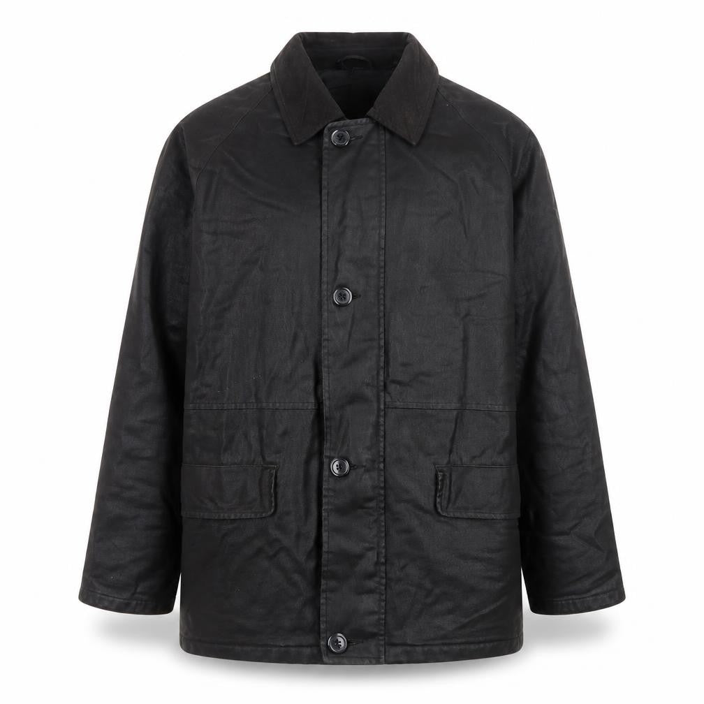 Front view of Copperstone Tailoring Men's Black Medium Water Resistant Overcoat