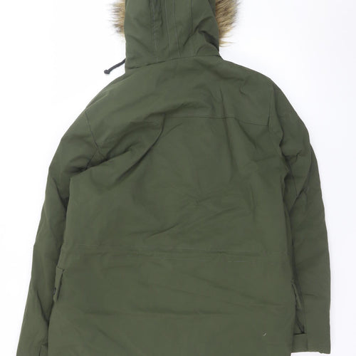 New Look Men Green Hooded Parka Coat S Regular Fit