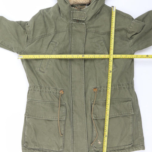 Jack Wills Women's Green Cotton Lined Parka Jacket UK 10