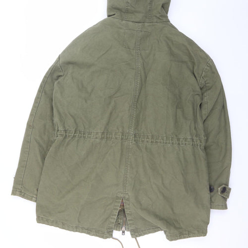 Jack Wills Women's Green Cotton Lined Parka Jacket UK 10