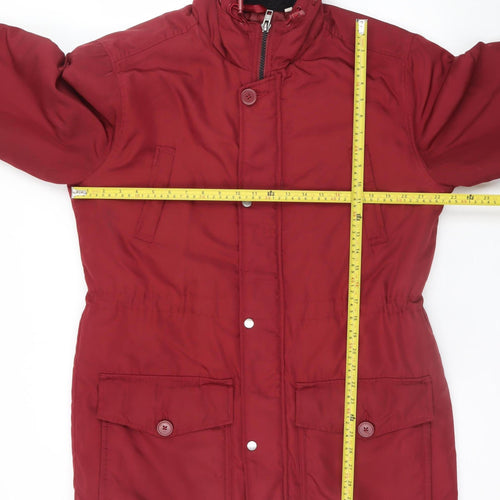 Jacamo Unisex Adults Red Long Parka Jacket L Hooded Polyester