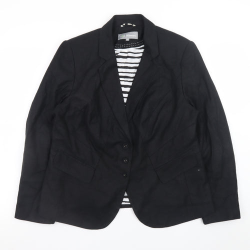 Marks and Spencer Women Black Linen Blend Blazer UK 18 Classic