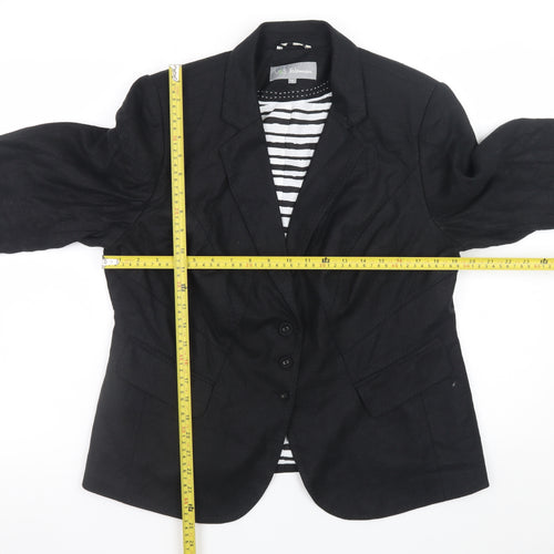 Marks and Spencer Women Black Linen Blend Blazer UK 18 Classic