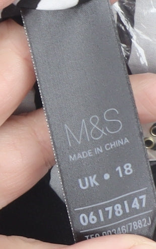 Marks and Spencer Women Black Linen Blend Blazer UK 18 Classic