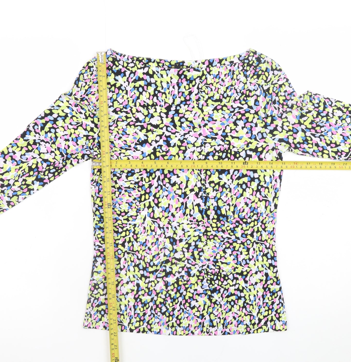 Ted Baker Women's Multicoloured Floral Long Sleeve Jersey Blouse Size 8
