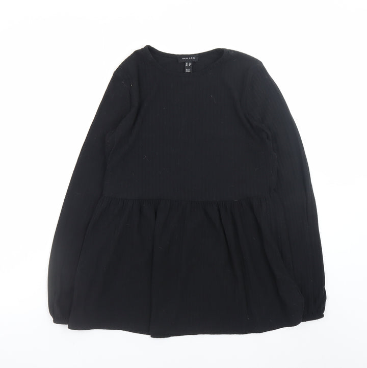 New Look Women's Black Long Sleeve Tunic Blouse UK 10