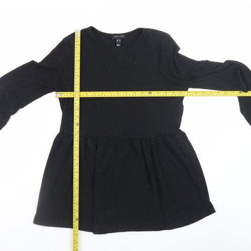 New Look Women's Black Long Sleeve Tunic Blouse UK 10