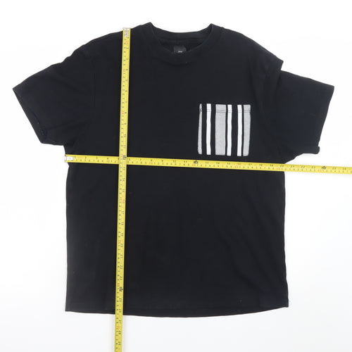 River Island Men's Black Cotton Pocket T-Shirt Medium