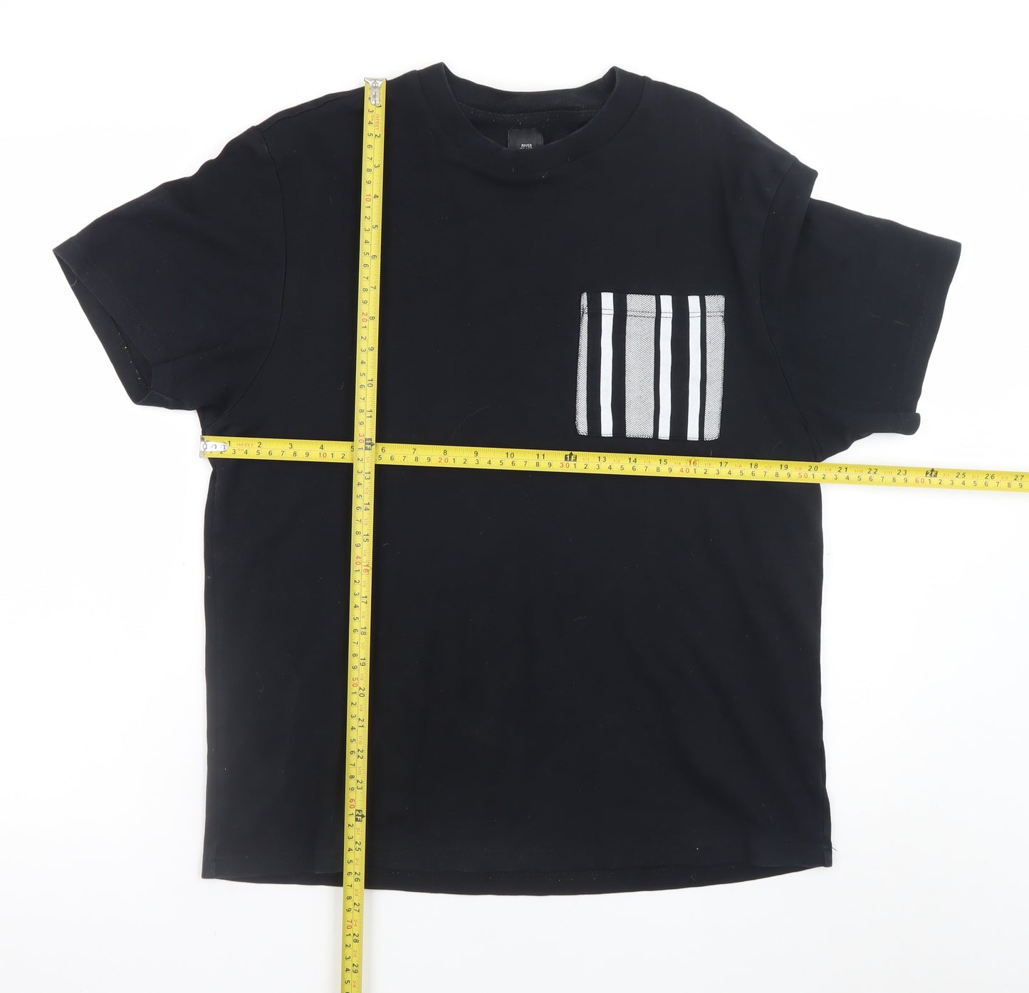 River Island Men's Black Cotton Pocket T-Shirt Medium