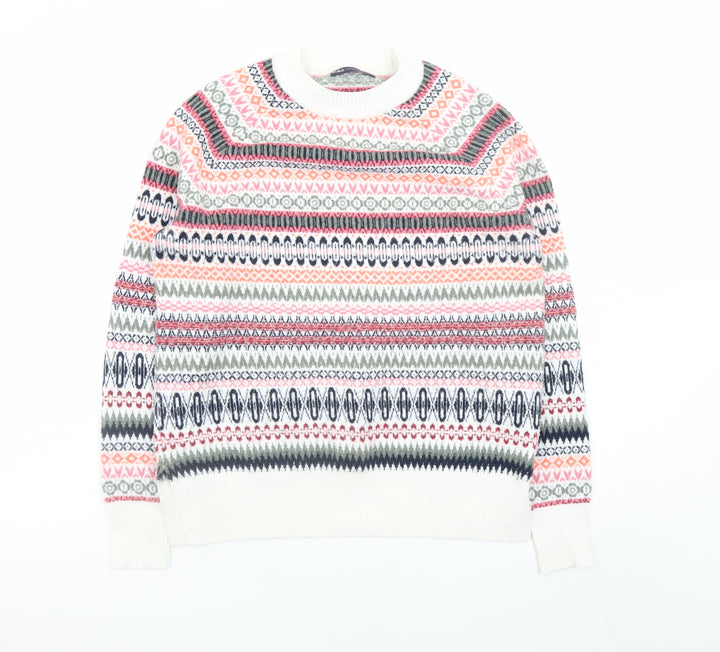 Marks and Spencer Women's Multicoloured Fair Isle Crew Neck Jumper Size S