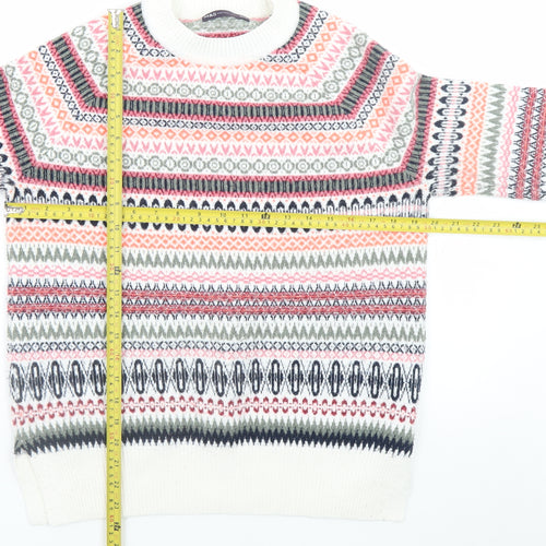 Marks and Spencer Women's Multicoloured Fair Isle Crew Neck Jumper Size S