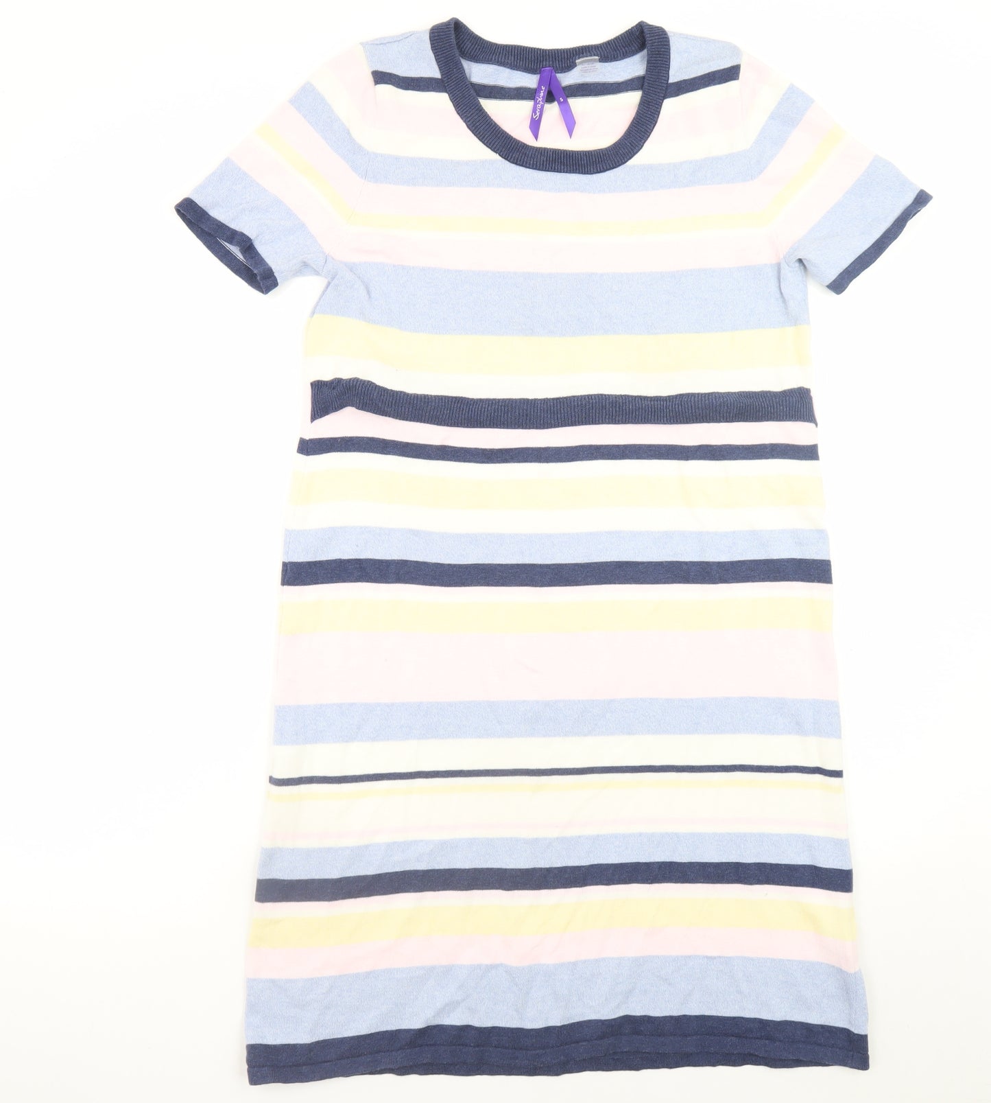Seraphine Women’s Multicoloured Striped Cotton Maternity T-Shirt Dress Size S