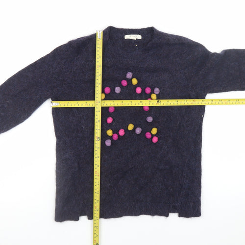 White Stuff Women Blue Alpaca Blend Star Pullover Jumper UK 10