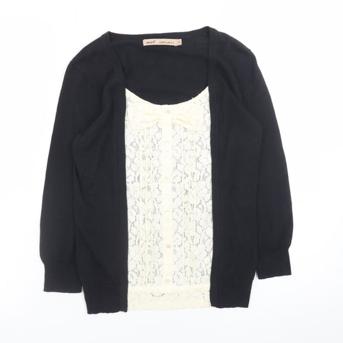 Next Women’s Black Lace Trim Cardigan Size 6 Slim Fit Knit