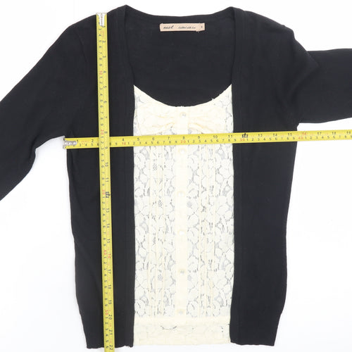Next Women’s Black Lace Trim Cardigan Size 6 Slim Fit Knit