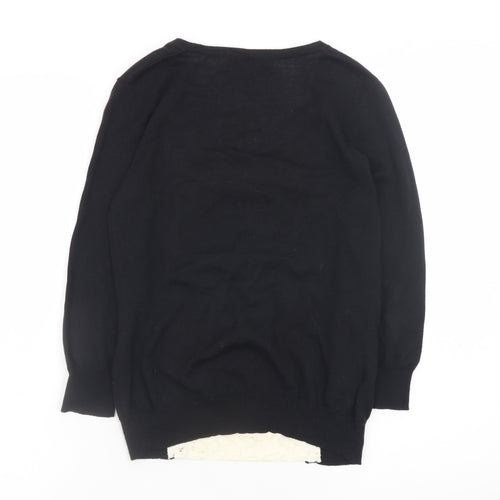 Next Women’s Black Lace Trim Cardigan Size 6 Slim Fit Knit
