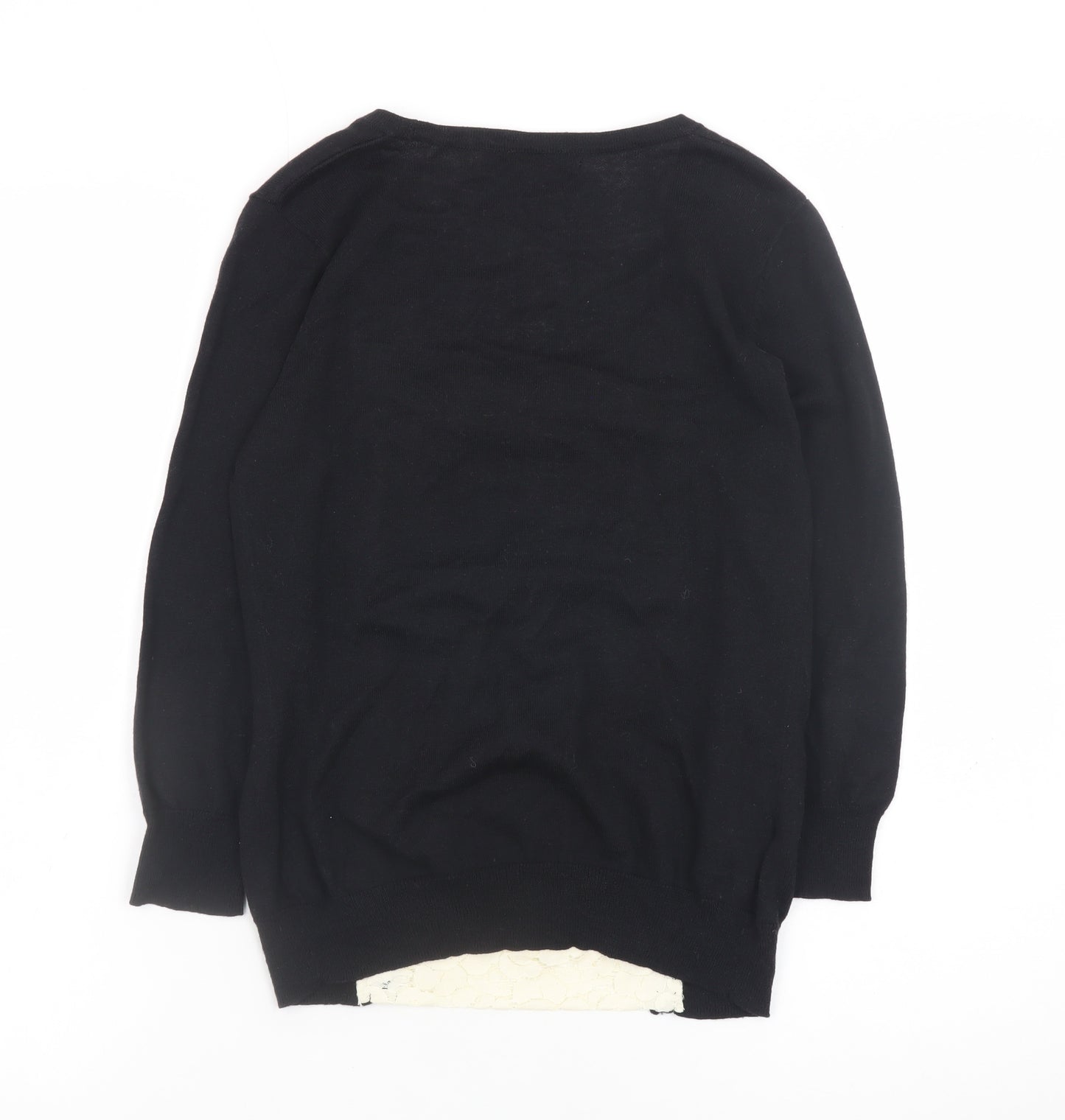 Next Women’s Black Lace Trim Cardigan Size 6 Slim Fit Knit