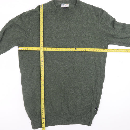 Barbour Mens Green Wool Fair Isle Crew Neck Jumper Size M