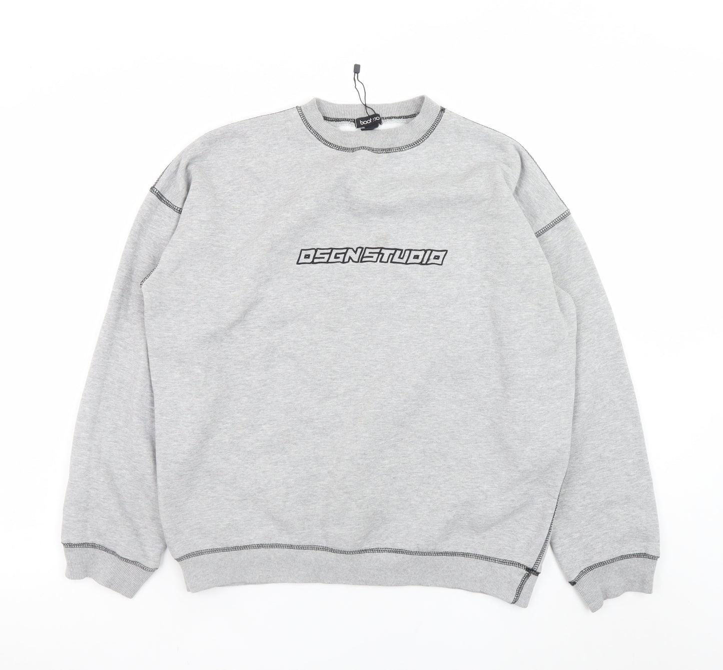 Boohoo Men's Grey Dsgn Studio Crew Neck Graphic Sweatshirt M
