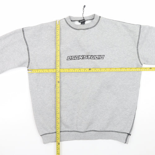 Boohoo Men's Grey Dsgn Studio Crew Neck Graphic Sweatshirt M