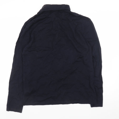 Reiss Men's Navy Long Sleeve Cotton Polo Shirt Size M