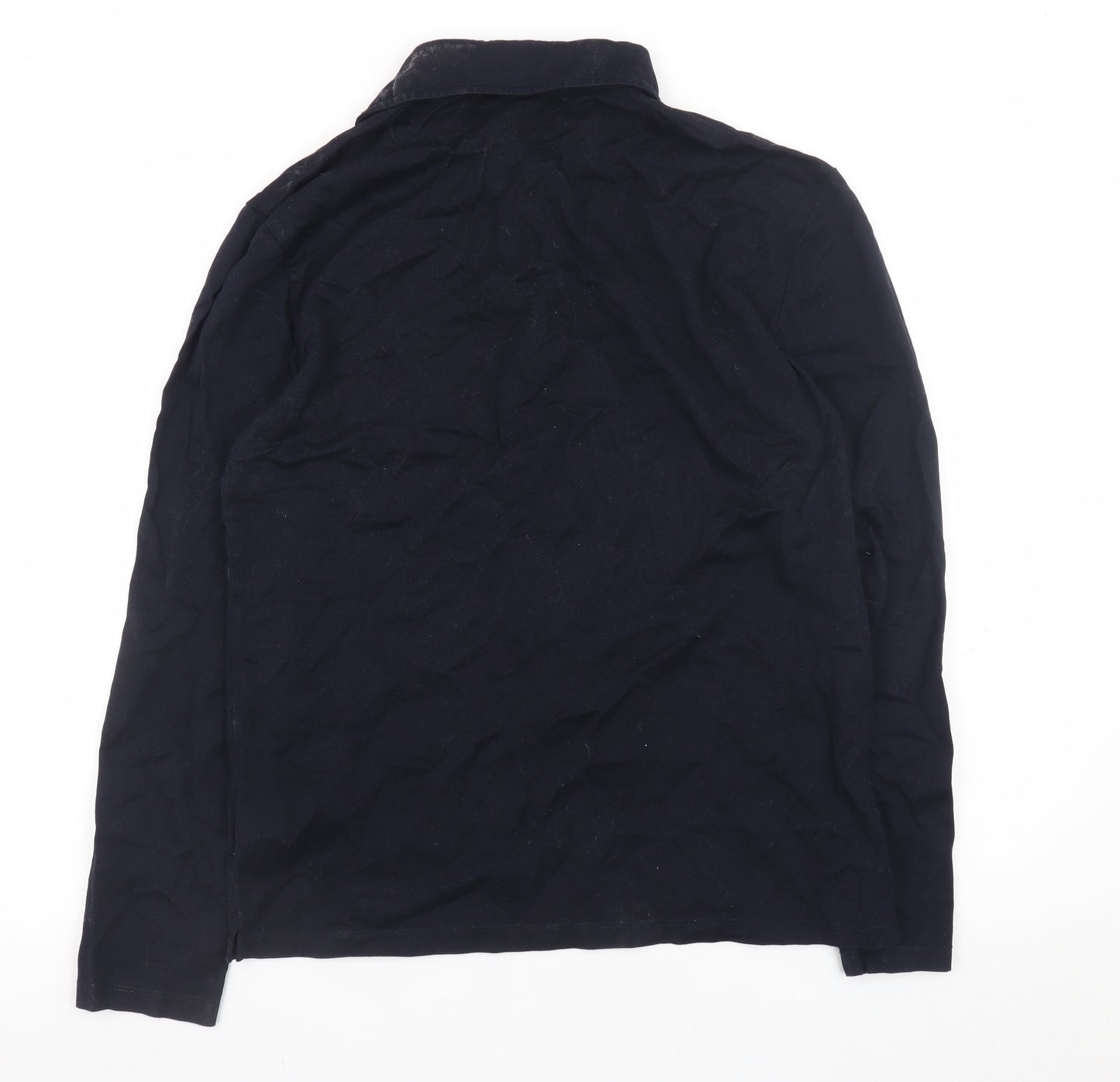 Reiss Men's Navy Long Sleeve Cotton Polo Shirt Size M