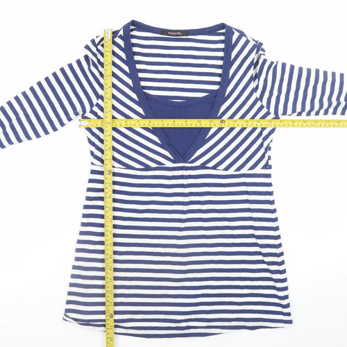 George Maternity Blue White Striped Long Sleeve V-Neck Top UK 10