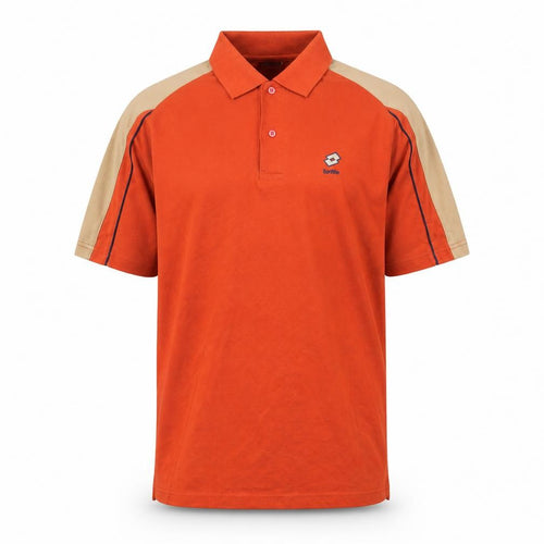 Lotto Men Red Beige Short Sleeve Sports Polo Shirt L