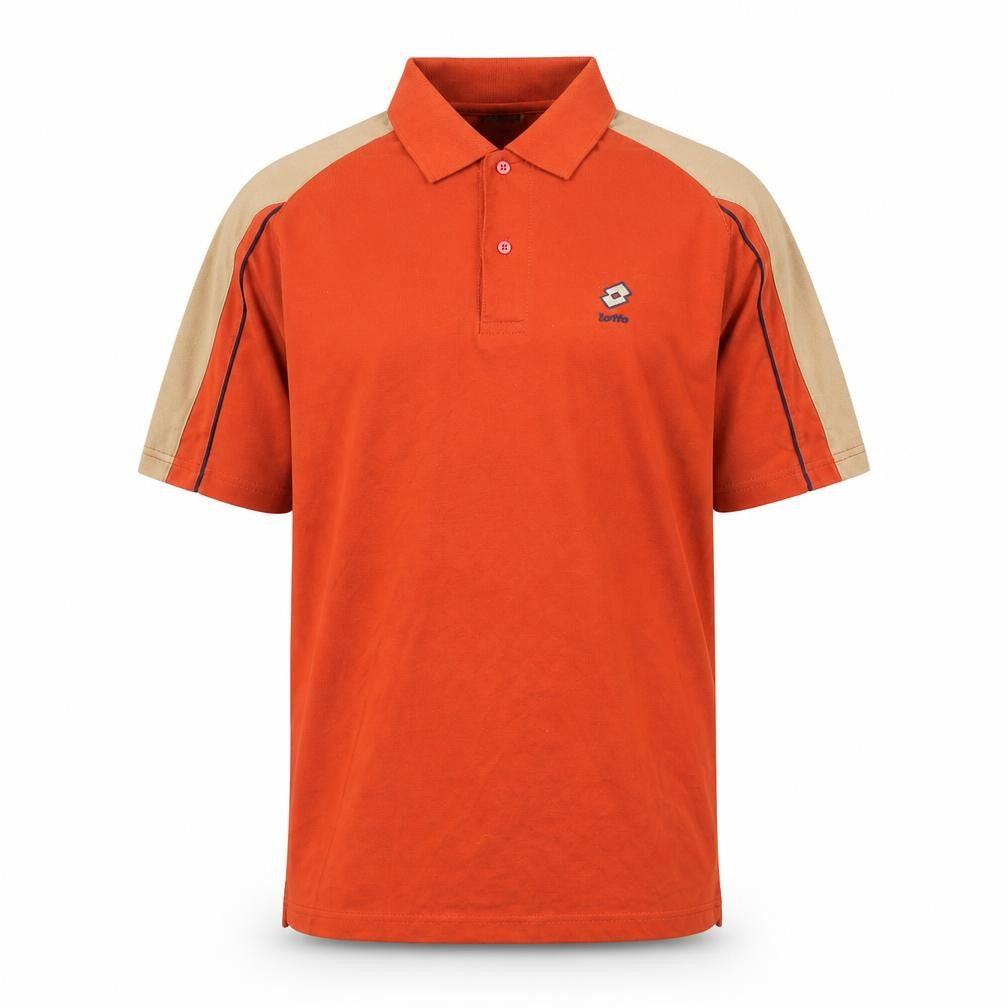 Lotto Men Red Beige Short Sleeve Sports Polo Shirt L