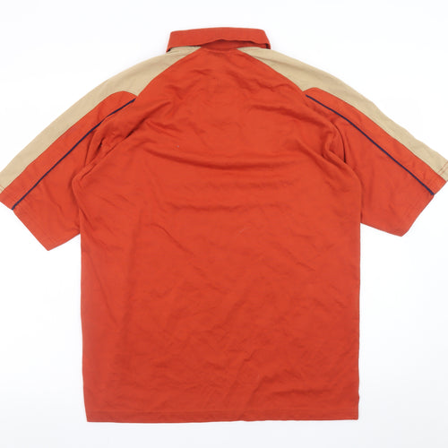 Lotto Men Red Beige Short Sleeve Sports Polo Shirt L
