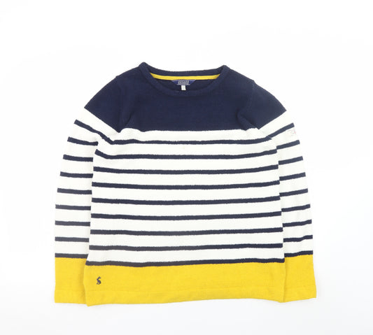 Joules Women Blue Striped Crew Neck Pullover Jumper Size 12