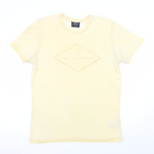 Abercrombie & Fitch Men's Yellow Graphic Logo T-Shirt Size L