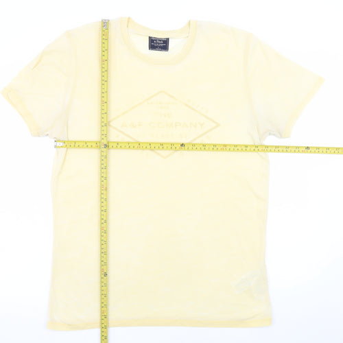 Abercrombie & Fitch Men's Yellow Graphic Logo T-Shirt Size L