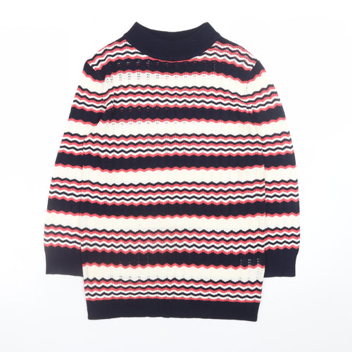 Papaya Women’s Multicoloured High Neck Striped Knit Jumper Size 8